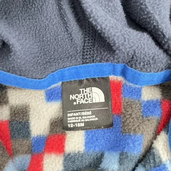 The North Face Blue Full Zip Hoodie Fleece Sz 12-18 months - Picture 3 of 4